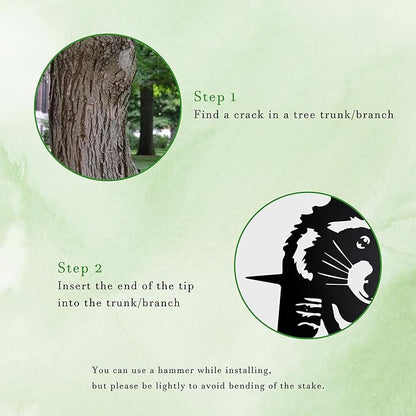 Cute Raccoon Tree Peek-A-Boo Garden Statue - Raccoon Hanging Garden Stake Outdoor Tree Decor for Patio - Funny Raccoon Gifts for Nature Lovers,Rustic Garden Gifts for Christmas, Birthday, Mother’s Day