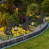 Doorkeer 2Pack Solar Outdoor Garden Lights Stakes Metal Cat Lawn Deco Statue Black Cat Patio Garden Decorative Stakes with Solar Lantern Christmas Birthday Gifts for Women Mom and Grandma