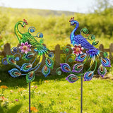 2 Pack Peacock Metal Decorative Garden Stakes - 29.5 Inch Patio Decor Art and Rust Resistant Metal Garden Decor for Indoor and Outdoor Decor - Perfect for Patio and Lawn Ornaments