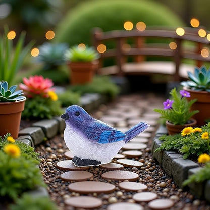 Blue Cute Mini Bird Decorative Fairy Garden Miniatures, Resin Crafts DIY Succulent Plant Bonsai Figurines Garden Decorations Accessories Outdoor Statues for decorating tabletops, terraces, lawns