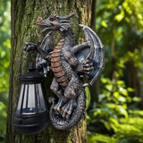 Dragon Tree Hugger with Solar Lantern 10.4 Inch Dragon Lamp Decor Statue Garden Yard Outdoor Outside Thoughtful Gifts for Women Mom Grandma