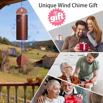 27" Wind Chimes for Outside Deep Tone - Heroic Windbell Deep Resonance Serenity Bell,Windchimes Outdoors Decor for Patio Yard Porch Garden,Memorial Wind Chimes Gifts for Mom Grandma,Christmas, Bronze
