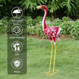 Flamingo Garden Metal Statues - Pink Flamingo Sculptures, Metal Birds Yard Art Outdoor Statue, Outdoor Backyard Decor, Patio, Porch, Lawn Ornament Large Iron Yard Decoration - 33 Inch