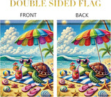 Summer Garden Flag 12x18 Inch Cute Sea Turtle Beach Umbrella Sunglasses Tropical Ocean Design Outdoor Yard Porch Lawn Patio for Seasonal Coastal Home Decor