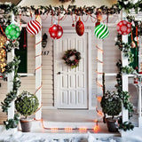 Sumind 10 Pieces Large Christmas Decorations Outdoor Christmas Hanging Ornaments Yard Lawn Signs Round Double Sided Porch Ornaments for Xmas Party Decor(Classic Style)