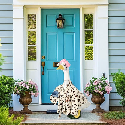 Porch Goose Statue Outfits Set Porch Goose Clothes with Wide Hat Costumes for 23" Plastic Statue Patio Yard Garden Lawn Outdoor Decoration (Light,Bathrobe)