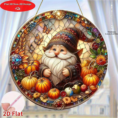 7.87Inch Fall Sun Catcher Acrylic Garden Cute Pumpkin Dwarf Suncatcher Decor Window Hanging for Wall Home, Garden, Housewarming Women Neighbor Autumn Decor Gifts