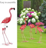 3 Pcs Pink Flamingo Garden Statues, Metal Flamingo Birds Yard Art Outdoor Statue for Home Patio Lawn Balcony Backyard Decor