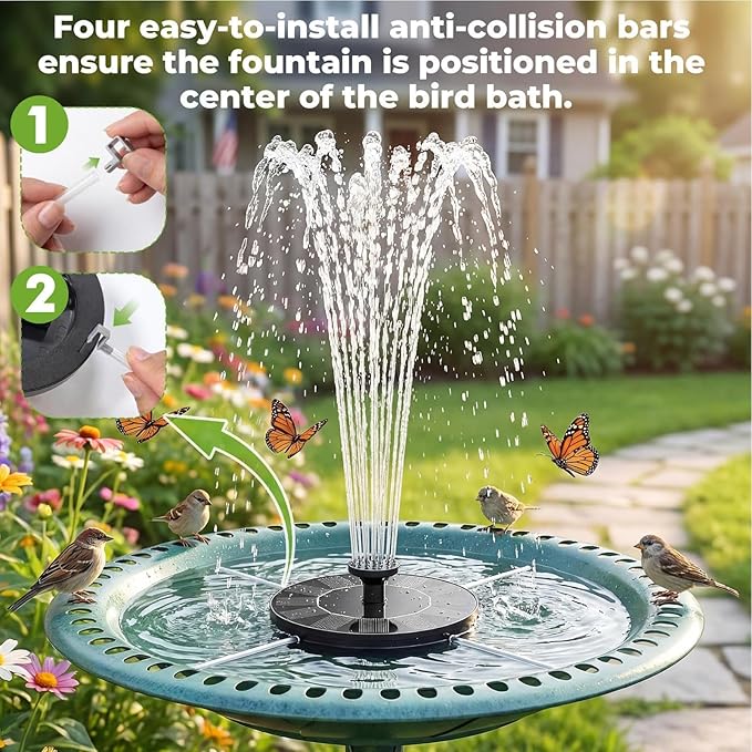 Solar Fountain for Bird Bath: Floating Mini Solar Powerd Water Fountain Outdoor with 6 Nozzles 2026 Upgraded Mini Fountains Pump for Brids Bath Garden Pond Pool