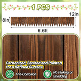 Rustic Pine Wood Garden Fence - 6.6ft L*12in H Easy to Install Sturdy Wooden Landscape Edging Border, No Fading Planter Fencing for Yard Flower Bed Lawns Pathway Tree