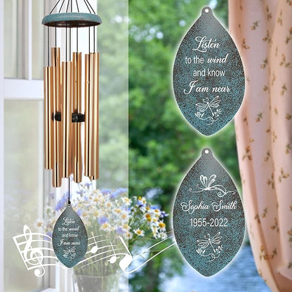 ASTARIN Personalized Name 35" Memorial Wind Chimes for Outside, Metal Sympathy Gifts for Loss of Mother Father Loved One, Bereavement Wind Chime in Memory Gift, Decor Garden Patio,Produced in USA