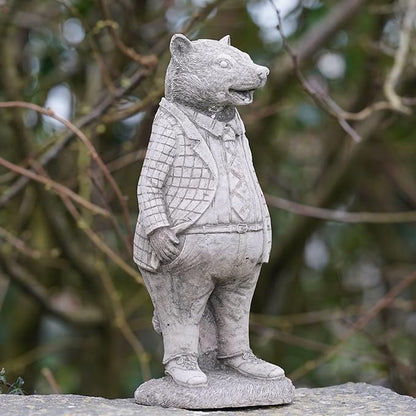 Set 4 Wind in the Willows Stone Statues | Mole Mouse Badger Toad Garden Ornament, Gray