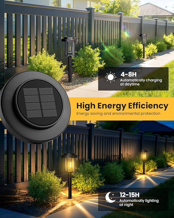 Solar Pathway Lights, 8 Pack Solar Light Outdoor IP65 Waterproof, Garden Lights Solar Powered, Outside Decor Landscape Lighting for Yard, Path, Driveway, Walkway (Warm White)
