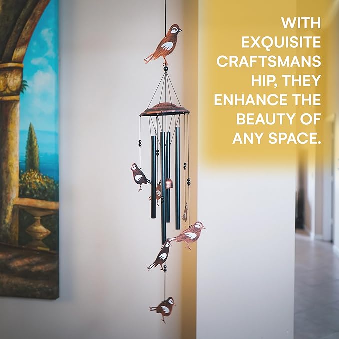 VP Home 32" H Soothing Songbirds Wind Chimes for Outside Unique Songbirds Soothing Windchimes Outdoor Decorations Garden Decor Songbirds Gift for Women, Mom, Grandma, Unisex