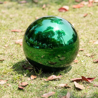 Stainless Steel Gazing Ball for Garden Decor | 4.72 Inch Mirror Reflective Hanging Ball for Outdoor Spaces | Metal Gazing Balls for Garden Decoration(Green)