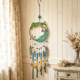 Peacock Dream Catchers Windchimes with Copper Bells 28" Peacock Wind Chimes for Zen Atmosphere Outdoor Garden Decor Unique Peacock Gift Home Decor