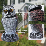 KKY 2 Packs Fake Plastic Owl Bird, Garden owl Statue,Can Repel Pigeons Away from The House, Garden, Pool. (Black 2pc)