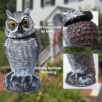 KKY 2 Packs Fake Plastic Owl Bird, Garden owl Statue,Can Repel Pigeons Away from The House, Garden, Pool. (Black 2pc)