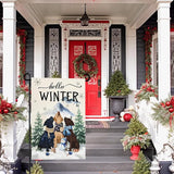 Hello Winter Garden Flag Double Sided Dog Retriever Retrievers Snowflake Burlap Yard Flag Rustic Farmhouse UV Fade Resistant Snow Man Small Garden Flags Front Porch Lawn Outdoor 12x18 Inch