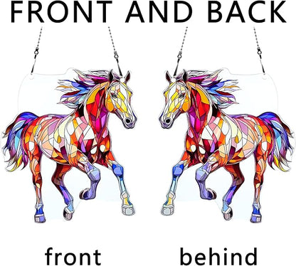 Horse Ornaments Colorful Window Hanging Decorations Home Wall Decor for Indoor Outdoor