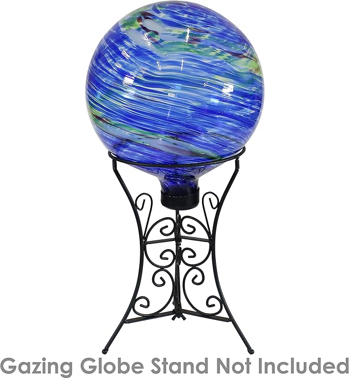 Sunnydaze 10-Inch Gazing Ball for Garden - Glass Gazing Globe for Outside - Garden Orb Yard Decor - Northern Lights