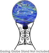 Sunnydaze 10-Inch Gazing Ball for Garden - Glass Gazing Globe for Outside - Garden Orb Yard Decor - Northern Lights