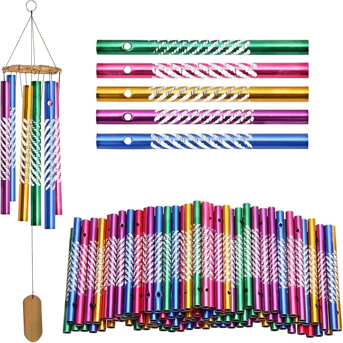 100Pcs Metal Wind Chime Tubes, Aluminum DIY Crafts Wind Chime Empty Tubes Parts Kit, Assorted Color