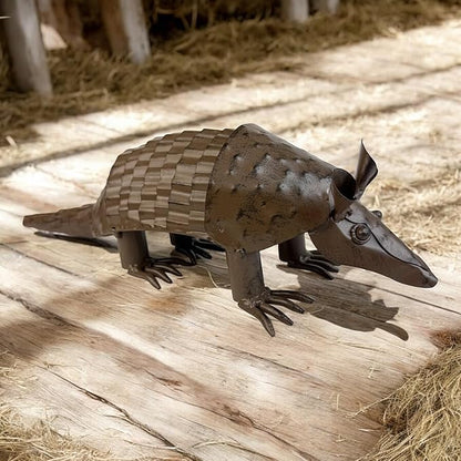 Top Brass Metal Armadillo Sculpture – Rustic Indoor/Outdoor Décor with Springy Head and Tail, 12” Long – Western Art Home or Garden Figure