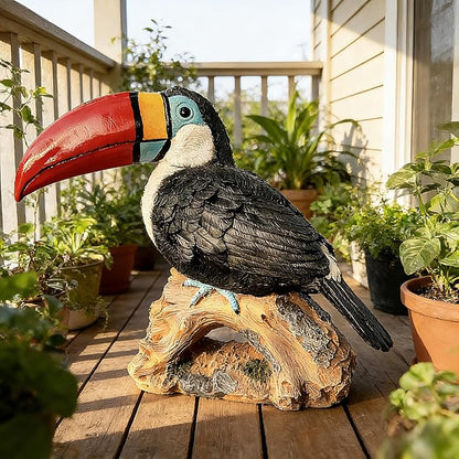 Teaeeno Toucan Decor Statue,Toucan Bird Outdoor Tiki, Resin Toucans Outdoor Tropical Decor Bird Sculptures for Patio Lawn Yard Home Decoration, Tropical Garden Decor