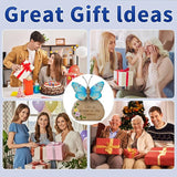 Solar LED Butterfly Garden Statue with Sparkling Light-Up Wings - Outdoor Yard Patio Decor Figurine, for Women Mom Grandma (Blue)