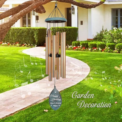ASTARIN Wedding Gifts Wind Chime, Personalized Names & Date Wind Chimes Gifts for Couple 2024, Wedding Gift for Newlywed Bride Groom Husband Wife, Valentine’s Day Anniversary(Produced in USA)