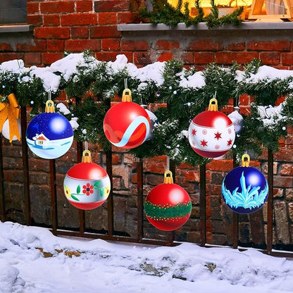 Sumind 10 Pieces Large Christmas Decorations Outdoor Christmas Hanging Ornaments Yard Lawn Signs Round Double Sided Porch Ornaments for Xmas Party Decor(Cartoon Style)
