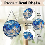 Christian Church Christmas Stained Glass Window Hanging Suncatchers, Religious Winter Sun Catchers Indoor Window Glass Wall Art Decor, Winter Wall Hanging Decorations Sculptures, 7.9x7.9in