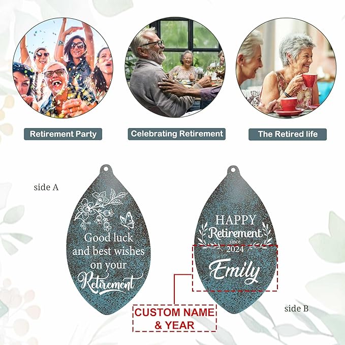 ASTARIN Personalized Happy Retirement Gift, Custom Name Retirement Wind Chimes for Women Men, 35" Large Deep Tone Wind Chime Retire Gifts for Co-Workers Boss Friends Parents(Produced in USA)