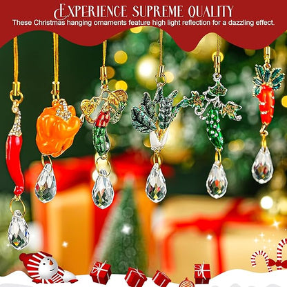 H&D HYALINE & DORA 6Pcs Xmas Suncatcher Personalized Vegetable Crystal Sun Catcher Cute Vegetable Christmas Decor Custom Hanging Ornaments for Family Best Friend