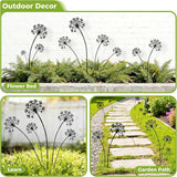 KODIBO 5-Pack Black Dandelion Metal Garden Stakes Outdoor Decor, Matte Powder-Coated Yard Stakes Set, Metal Yard Art, Modern Minimalist Garden Accents for Lawn, Borders, Planters, Porch & Patio
