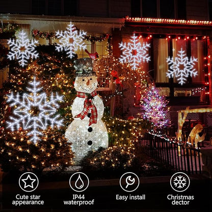 Tuanse 24" Folding Christmas Snowflake Lights with Remote Control 150 LED Outdoor Hanging Light up Snowflakes Decor for Xmas Tree Window Yard Garden Porch Party Decoration (White)