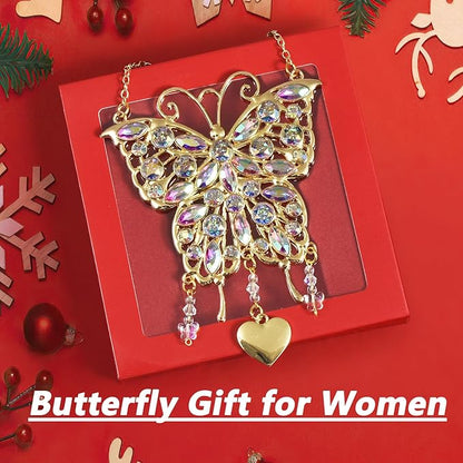 Glittering Butterfly Gift for Valentine's Day, Birthday, Anniversary - Gold Metal Ornament for Mother's Day, Wife, Grandma