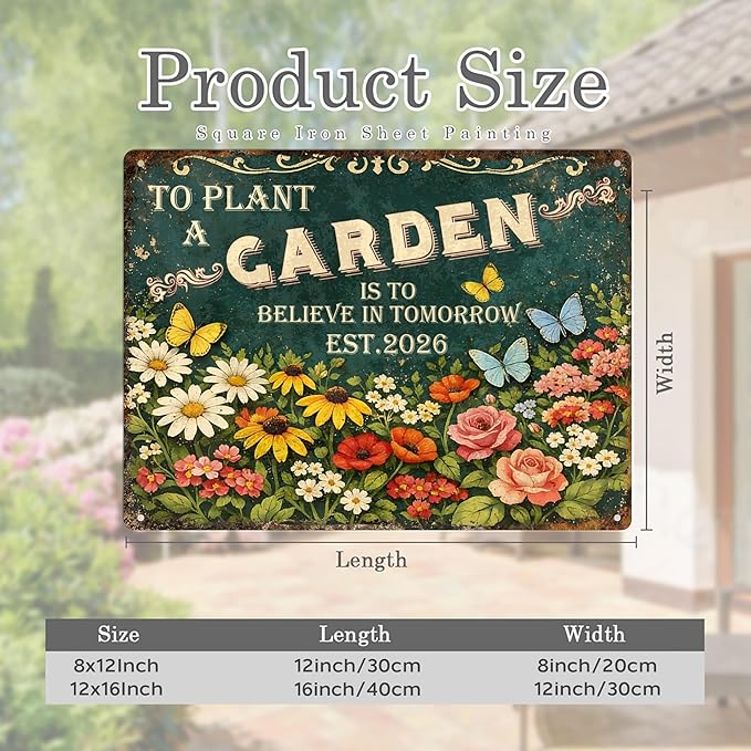 Personalized Garden Signs for Outside Custom Metal Tin Sign for Women, Retro Welcome Metal Sign for Patio, Yard Rustic Home Decor Gifts for Mothers Day, Grandmas, and Gardening Lovers