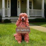 Poodle Garden Statue with Solar Lantern, Realistic Dog Sculpture, Birthday Gift for Women Mom Grandma, Housewarming Gift for New Home, Outdoor Resin Puppy Decor,Brown