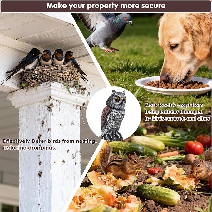 Fake owl Statue Decor, Fake Owls Waterproof for Garden Plant Orchard, Plastic owl Decor for Outside Indoor Home Patio Garden Yard Home Outdoor Decor