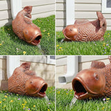 Real Koi Gutter Downspout Extender Statue, Garden Ornament, Fish Decorative Gutter Extension Downspout, Perfect Rain Diverter for 3"x4" Downspouts, Eco-Friendly Resin, Outdoor Decor Gift