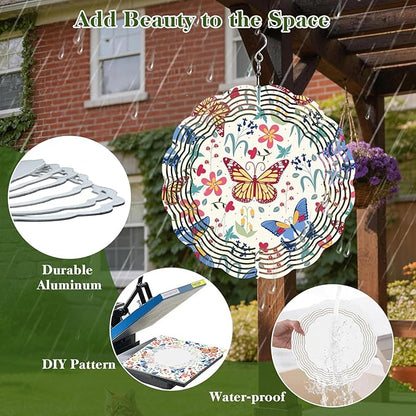 10 Pack Sublimation Wind Spinner Blanks, 10 Inch Double-Sided Sublimation Metal Blanks Bulk for Transfer DIY, Aluminum Hanging Wind Spinners for Indoor Outdoor Porch Garden Window Decor