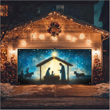 HOMETITUTE Christmas Garage Door Banner 13x6ft Holy Nativity Theme Backdrop Holiday Seasonal Decor Winter Door Cover Banners for Outside Garage Wall Covering for Party Garage Decorations