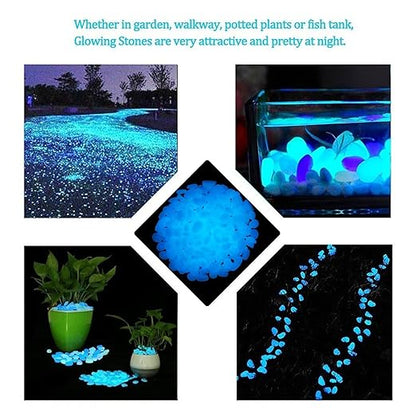 2.4Lbs 550Pcs Glow in the Dark Stones Garden Pebbles Rocks Indoor Outdoor Decor Luminous Stone for Walkways Driveway Yard Grass Fish Tank Halloween Decoration Large Bag