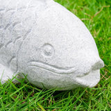 Chisel Hand Carved Fish Garden Statue, Animal Statue Outdoor Decor for Landscape Balcony,Garden,Patio,Porch Yard Art Ornament,9.8" L x 3.8" W x 3.5" H