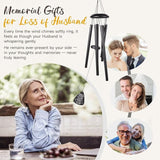 Memorial Gifts for Loss of Husband, 25''Memorial Wind Chimes for Loss of Husband, Condolence/Remembrance/Bereavement Gifts,Windchimes in Memory Sympathy Gift,Funeral Decor for Garden Outside,Black