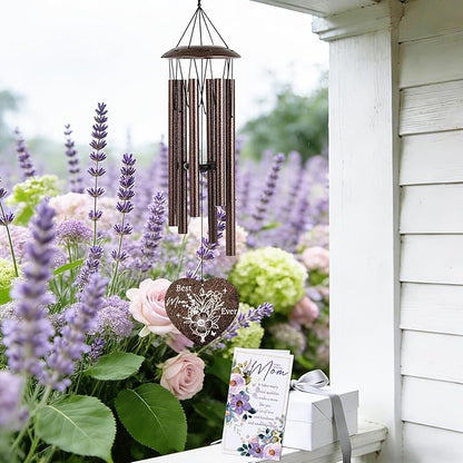 Wind Chimes for Outside, Gifts for Mom Birthday - 25.5" Memorial Sympathy Wind Chime with Gift Box & Greeting Card Garden Patio Decor, Unique from Daughter Son