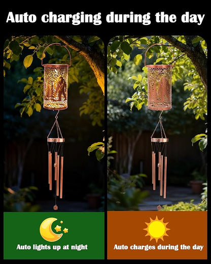 Solar Wind Chimes for Outside - Bigfoot Gifts Hanging Solar Lanterns with Metal Windchimes Sasquatch Outdoor Decor Garden Patio Yard Decoratoin Christmas Birthday Gift for Women Mom Grandma