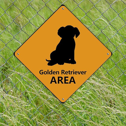 Caution Golden Retriever Crossing XING Tin Sign Golden Retriever Dog Area Warning Street Sign Golden Retriever Novelty Road Sign for Outdoor Home Driveway Garden Yard Park 12x12in